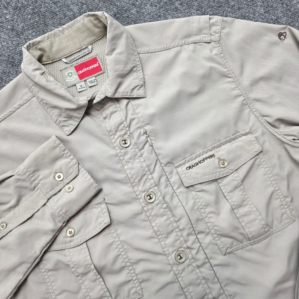 Craghoppers Men's Medium Insect Shield Long Sleeve Hiking Shirt Tan Khaki CS0366